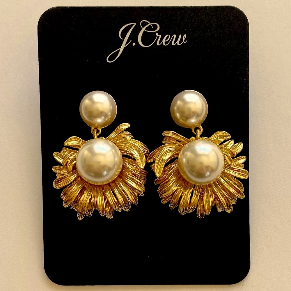J. Crew Pearl Petal Drop Earrings NWT